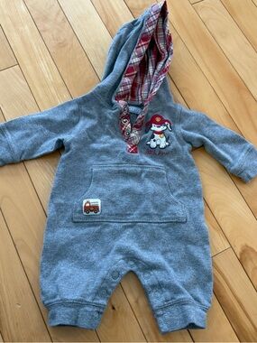 Carter’s Infant Baby One piece  Fire Fighter Dog Hero Grey Size Newborn